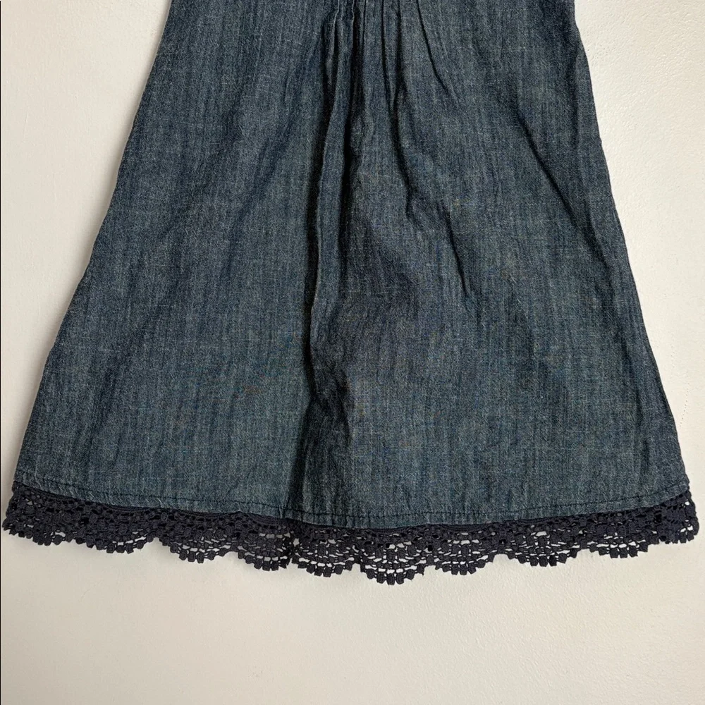 Koala Kids Chambray Denim Southwest Embroidered Dress size 2T Crochet Trim